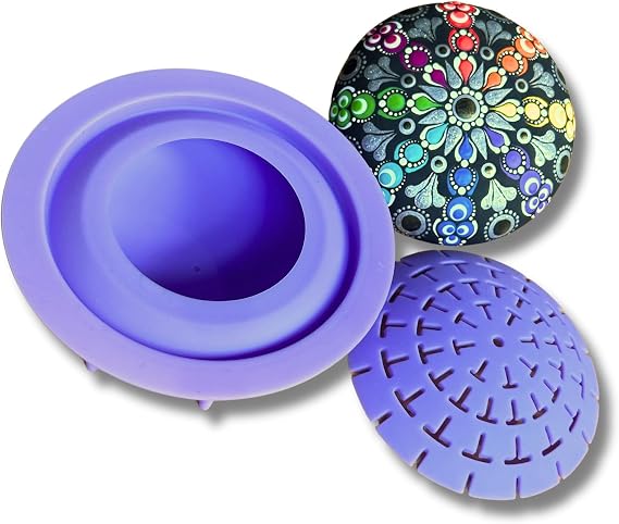 Mold for Making Stones with Dome Template - Design #2 - Happy Dotting Company - Round Smooth Pebble Like for dot Art Rocks, Mandala Art DIY Crafts Painting Drawing - Gypsum, Cement Rock Casting