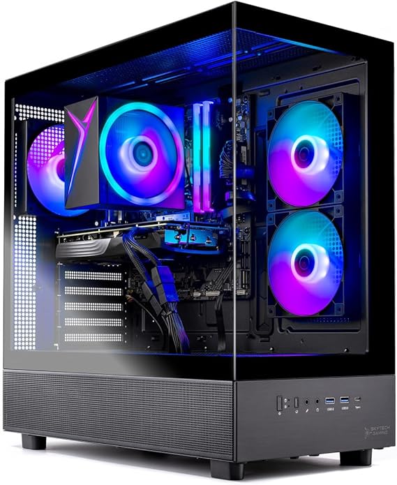 Skytech Gaming Azure 3 Gaming PC, AMD Ryzen 5 9600X 3.9GHz, NVIDIA RTX 5060, 1TB NVMe SSD, 32GB DDR5 RAM 6000, 650W Gold PSU, Wi-Fi, Win 11, Desktop