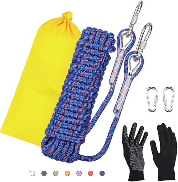 Static Climbing Rope - Heavy Duty Climbing Rope for Rock Climbing, Tree Climbing Gear, Arborist Rope, and Camping Rope - 10m (32ft), 20m (64ft), 30m (96ft)