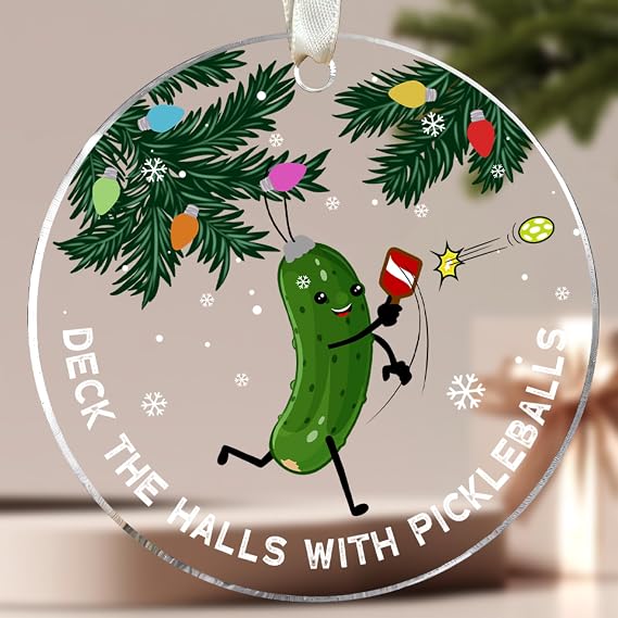 FOURSTUFF Pickleball Ornament 2025 - Pickleball Gifts - Pickle Ball Ornaments for Christmas Tree - Funny Pickleballs Sports Gifts for Women, Men, Lovers, Players - Acrylic Christmas Ornament