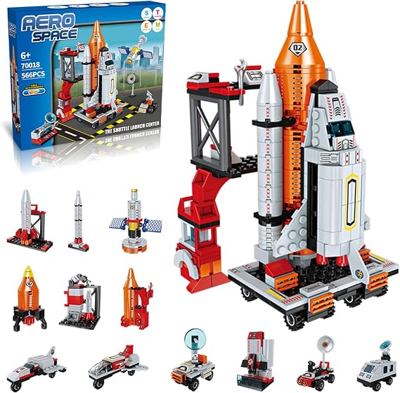 AESGOGO STEM Space Toys for 6 7 8 9 10 11 12 Year Old Boys Girls, Space Shuttle Rocket Launch Center Building Sets Toy Kits, Best Gifts for Kids Ages 8-14 (566 Pcs).