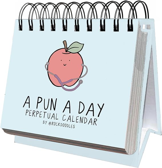Rockdoodles Perpetual Daily Pun Calendar | 365 Hilarious Puns for Home or Office, Wordplay to Brighten, Amuse, and Entertain Every Day of the Year | Great Gift for Pun Lovers, Coworkers, Friends
