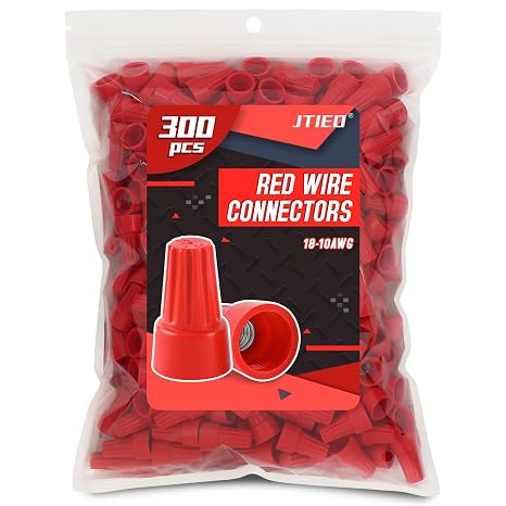 300 Pcs Red Wire Connector Nuts with Spring Quick Connection (AWG 18-10)