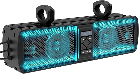 UTV Sound Bar, 17 Inch Golf Cart Sound Bar with Bluetooth, RGB Lights