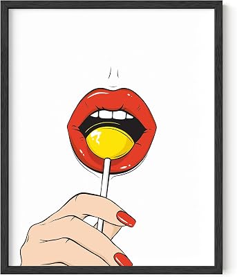 HAUS AND HUES Lips Wall Art Sexy Pop Art Prints, Modern Lips Poster for Bedroom Decor, Trendy Hot Wall Art for Aesthetic Room Unframed 16x20