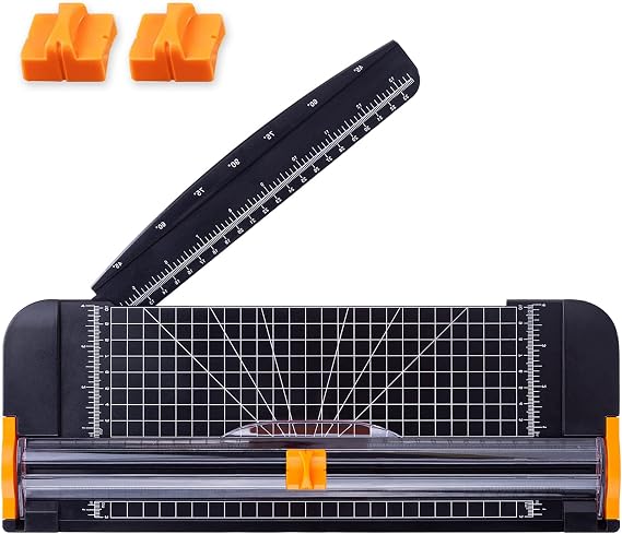 Guillotine Paper Cutter A4 Mini Paper Trimmer Slicer 12 Inch Portable Sliding Paper Card Photo Cutter with 2 Replacement Cutter Head for Craft Printer Paper, Coupon, Label, Cardstock, Greeting Card