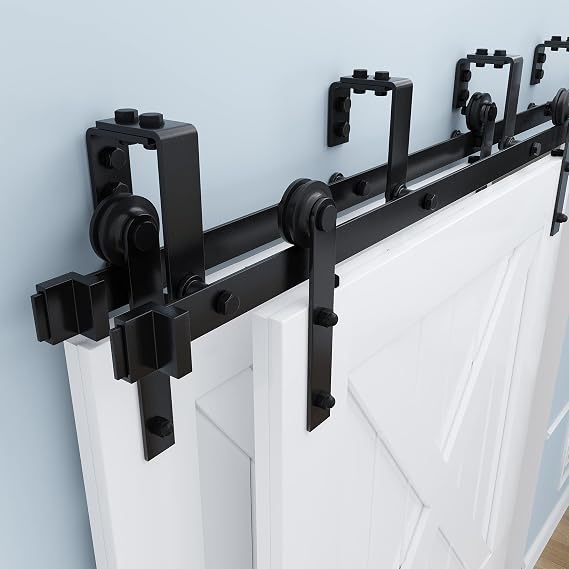 ZEKOO Double Track Bypass Sliding Barn Door Hardware Kit 4FT for 2 Doors