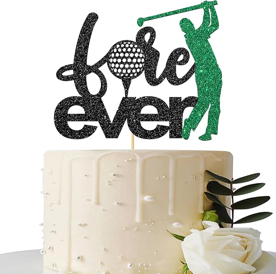 Maicaiffe Fore Ever Golf Cake Topper, Golf Theme Birthday Retirement Party - Sport Birthday - Wedding Anniversary Party Cake Decorations Black Glitter
