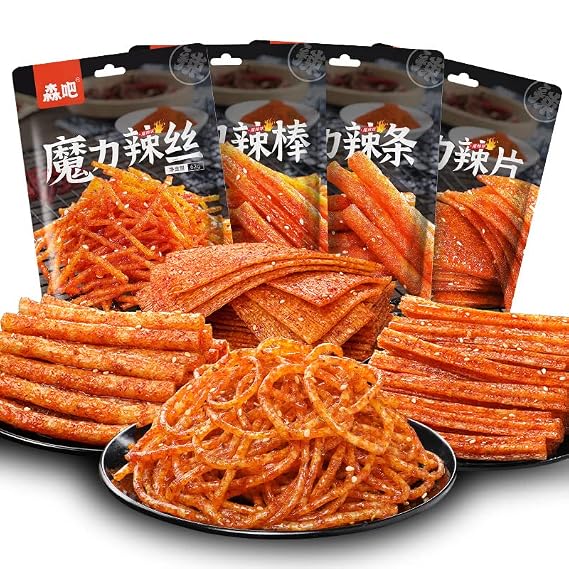 Spicy Stick (62G/Bag) of Casual Snacks Spicy Noodles Big Spicy Stick Spicy Stick Handmade Spicy Strips, La Tiao, Spicy Strip, Konjac, Spicy Jindao Spicy Strips Vegetarian (Four combinations,1 bag)