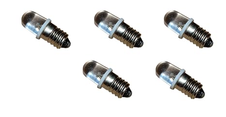 Miniature Light Bulbs, 3 Volt Mini Lamps, E10 Small LED Bulbs, WHITE Pack of 5