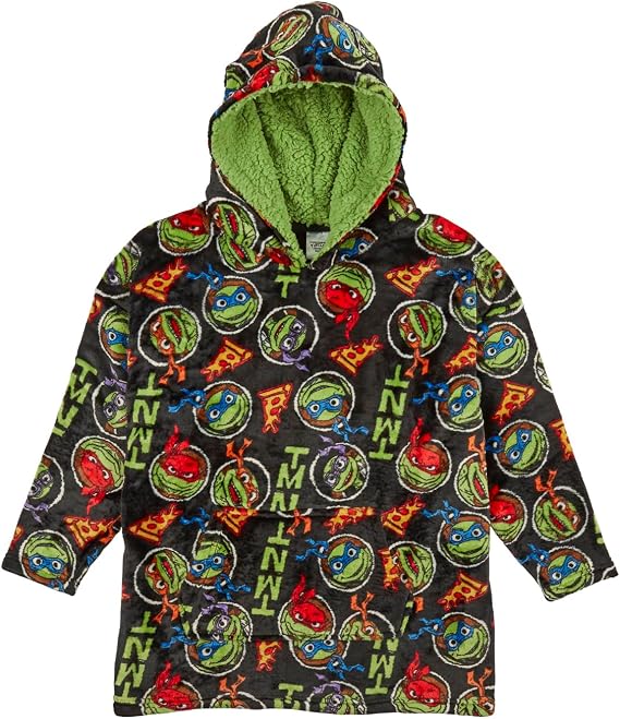 Teenage Mutant Ninja Turtles Hoodie For Kids | Boys Oversized Hoodie Soft Fleece Blanket | Sherpa Hood Lining | Gift For Boys | One Size Fits All Age 4-10 Years