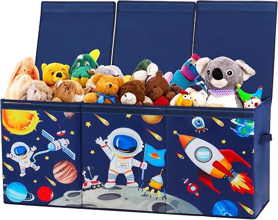 Extra Large Kids Toy Storage Box Lid, Folding Oxford Organizer Box blue