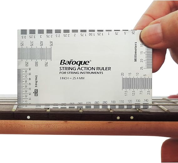 Baroque String Action Gauge Precise Guitar Ruler Set Up Tool Kit for Electric Bass and Acoustic Guitar