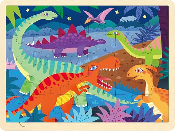 24 Piece Puzzle for 3 Year Old, Dinosaur Wooden Jigsaw Puzzles