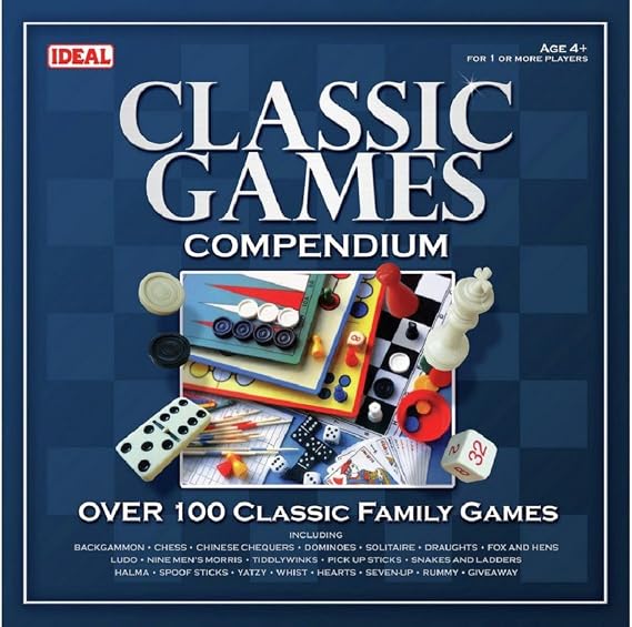 Ideal Classic Games Compendium: Over 100 classic family games Classic Board Games For 1+ Players Ages 4+, Assorted Colourslime Green