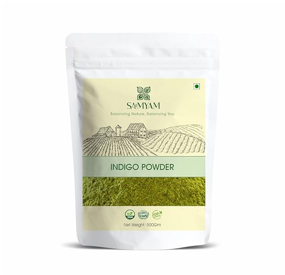 SAMYAM Natural Indigo Powder - 500g (1.1 lb) | Natural Hair Dye, Chemical and PPD Free