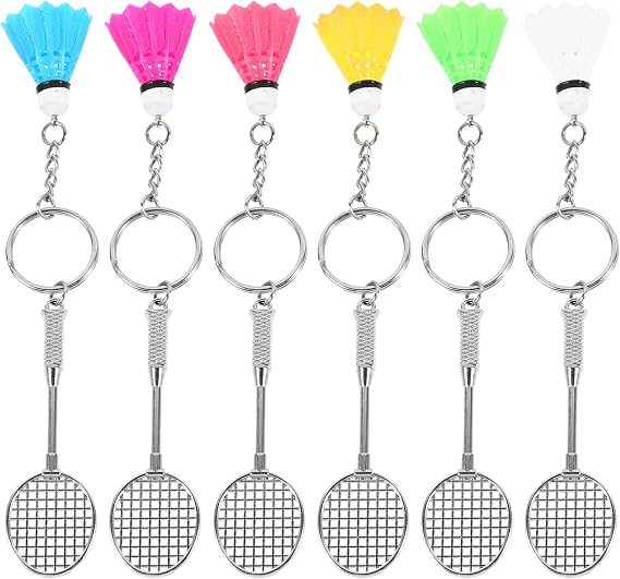 6Pcs Badminton Keychain Creative Hanging Key Rings for Bag Decoration Material Compact and Lightweight Sports Lovers