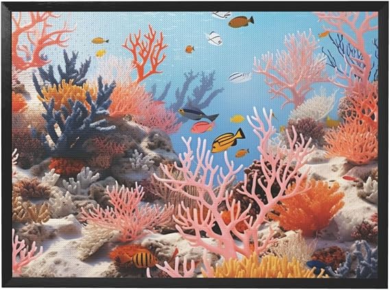Canvas Wall Art Framed Decorative Paintings for Living Room, Aesthetic Wall Hanging Pictures Coral Reef Canvas Prints Modern Bedroom Frame Posters for Wall Decor 12x16inch