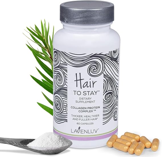 60 Growth Pills - Collagen Peptides Capsules - Lavenluv - Thicker - Supplement - Biotin Vitamins - Growth - Loss Thinning