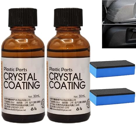 Car Plastic Plating Refurbishing Agent,Coating Agent for Automotive Plastics,Crystal Coating Refurbish Agent with Sponge,Plastic Parts Crystal Coating for Car,Easy to Use (2PCS)