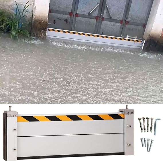 Flood Protection Barrier Door, 3/4/5/6/7/8/9/10/11/12/13/14/15/16ft Long Aluminum Road Flood Barrier Water Deflector, Suitable for Underpass, Factory, Garage Entrance, Removable(H 1.3ft(40cm),