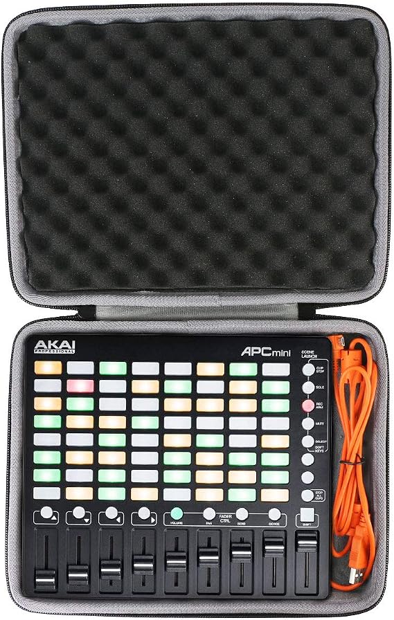co2CREA Hard Case for AKAI Professional APC Mini MK2, Black | USB MIDI Pad Controller Compatible, Shockproof Protective Travel Bag, EVA Carrying Box