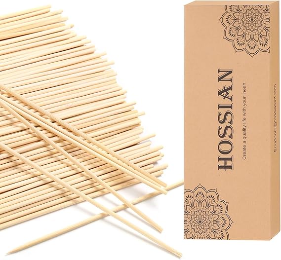 HOSSIAN 100PCS Reed Diffuser Sticks - Wood Rattan-Reed Sticks -Diffuser Glass Bottles-Diffuser Refills- Spa-Aromatherapy (7''18cm)