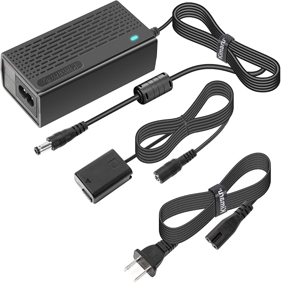 Kimaru NP-FW50 Dummy Battery AC-PW20 Power Supply Adapter Kit for Sony ZV-E10 A6400 A6000 A6100 A6300 A6500 A7 A7R A7II A7RII A7S A7SII A5100 A5000 RX10II RX10III RX10IV Cameras