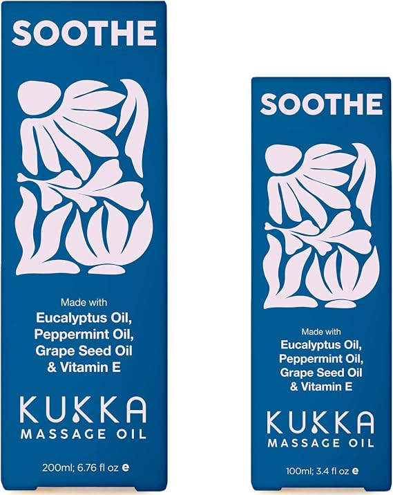 Kukka Soothe Massage Oil (6.76 fl oz) & Soothe Massage Oil (3.4 fl oz) Set - Body Oils for Women & Men - Spa Quality & Light Weight