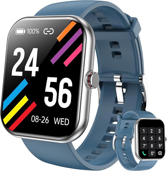 Smart Watch for Men & Women, 1.91" Fitness Tracker with Answer/Make Calls, IP68 Waterproof, 110+ Sports Modes, Heart Rate & Sleep Monitoring, Compatible with Android iOS (Blue)