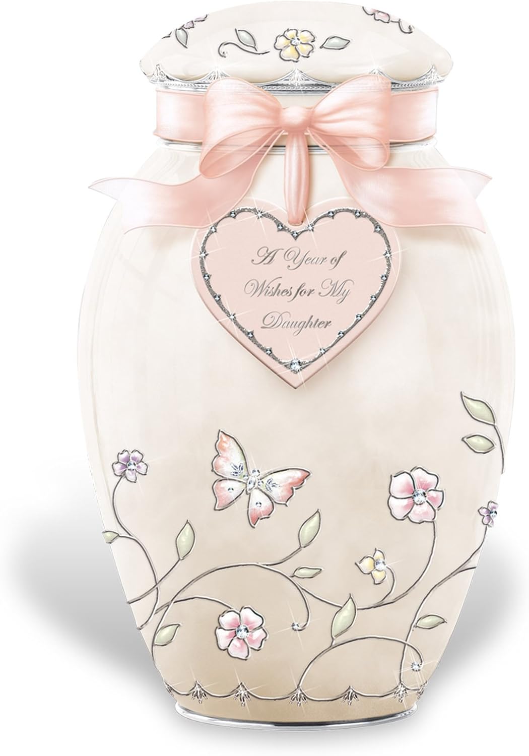 The Bradford Exchange A Year Of Wishes For Daughter Music Box, Heirloom Porcelain® Ginger Jar and Simulated Gem Accents, 365 Wishes For Daughter Inside, Music, Gift Tag. Exclusively From