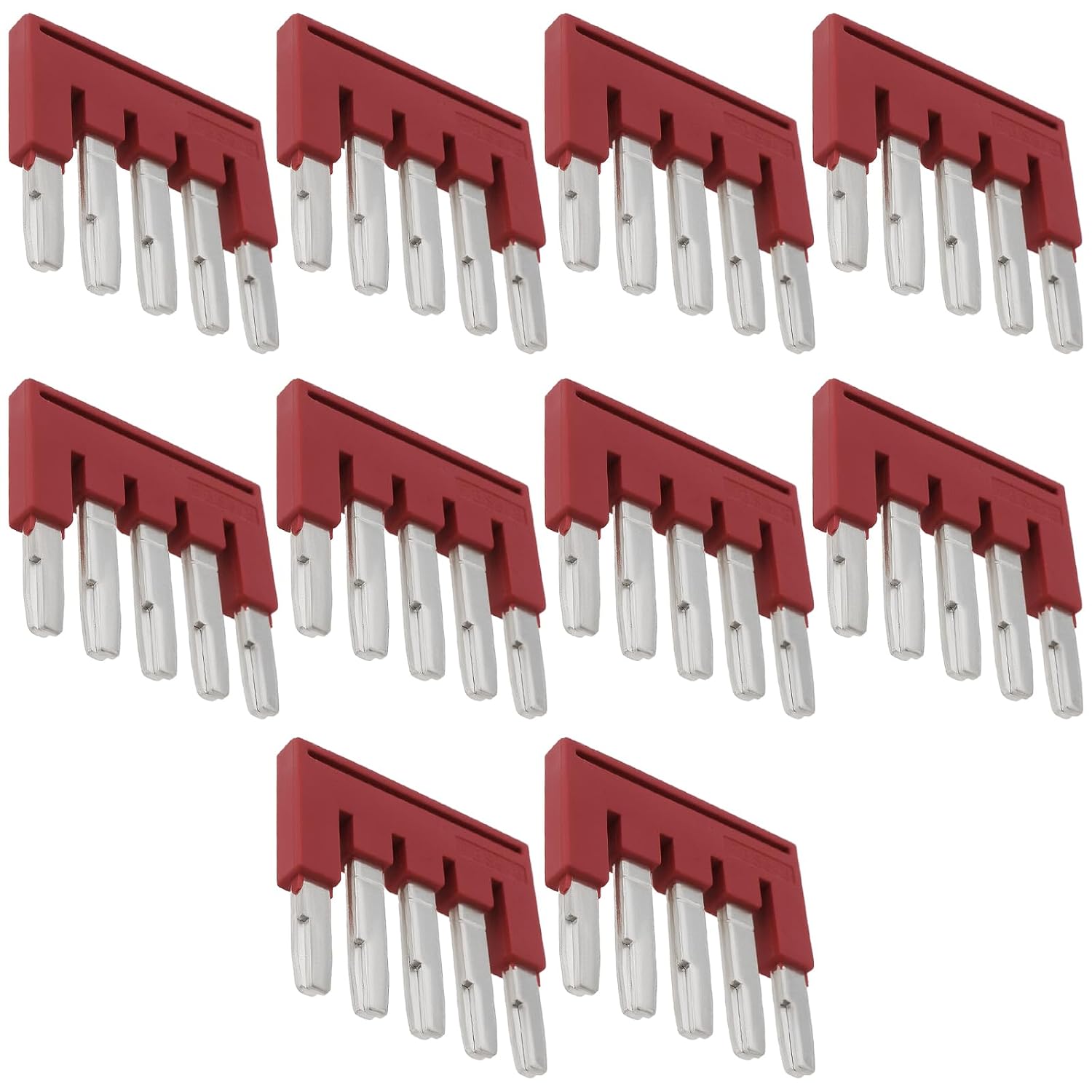 10 PCs FBS 5-5 Plug in Contact Bridge 3030190 Square Bridge FBS Jumper Bar for UT ST Push-in Terminal Centre Cross Bridges Red