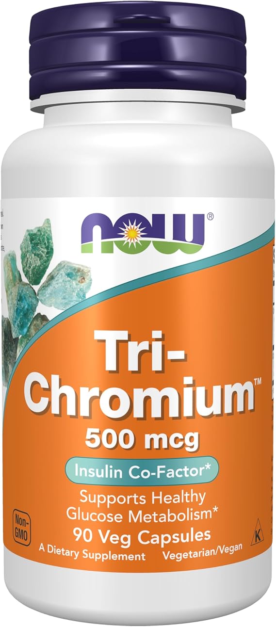 NOW Supplements, Tri-ChromiumTM 500 mcg, Insulin Co-Factor*, 90 Veg Caps
