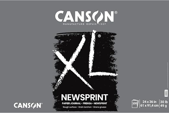 Canson XL Series Newsprint Pad, White Drawing Paper, 24 x 36 Inches, 30 lb (45 GSM), 100 Sheets, Large Format Artist Paper for Gesture Drawing, Practice Sketching & Classroom Use