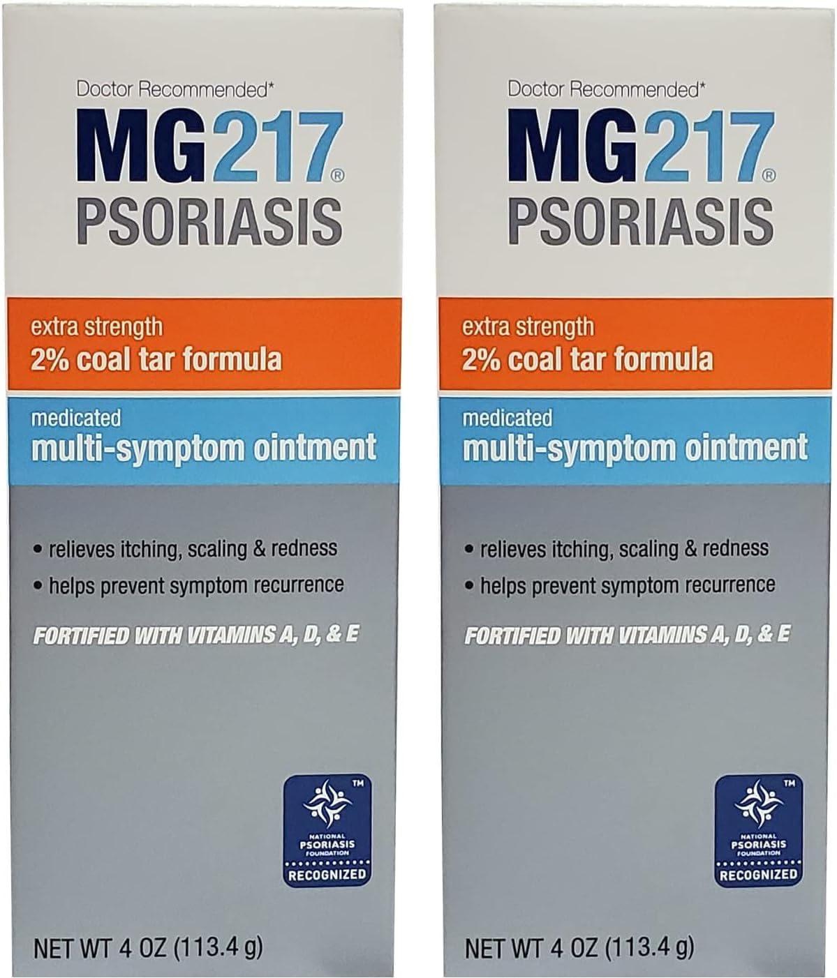 MG217 Multi Symptom Relief 2% Coal Tar Medicated Psoriasis Ointment oz Jar, 4 Oz Pack of 2