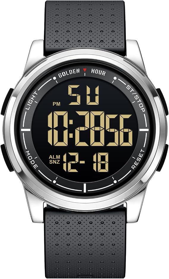 GOLDEN HOUR Ultradünne Minimalistische Sportuhr wasserdichte Digitaluhren Herren mit Weitwinkel-Helles Display Gummiband Armbanduhr für Herren Damen