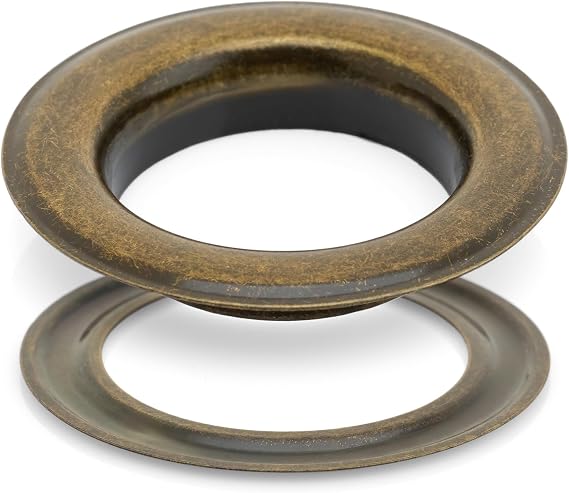 CRAFTMEMORE 1 inch Hole 10 Sets Grommets Eyelets with Washers for Leather, Tarp, Canvas (Antique Brass)