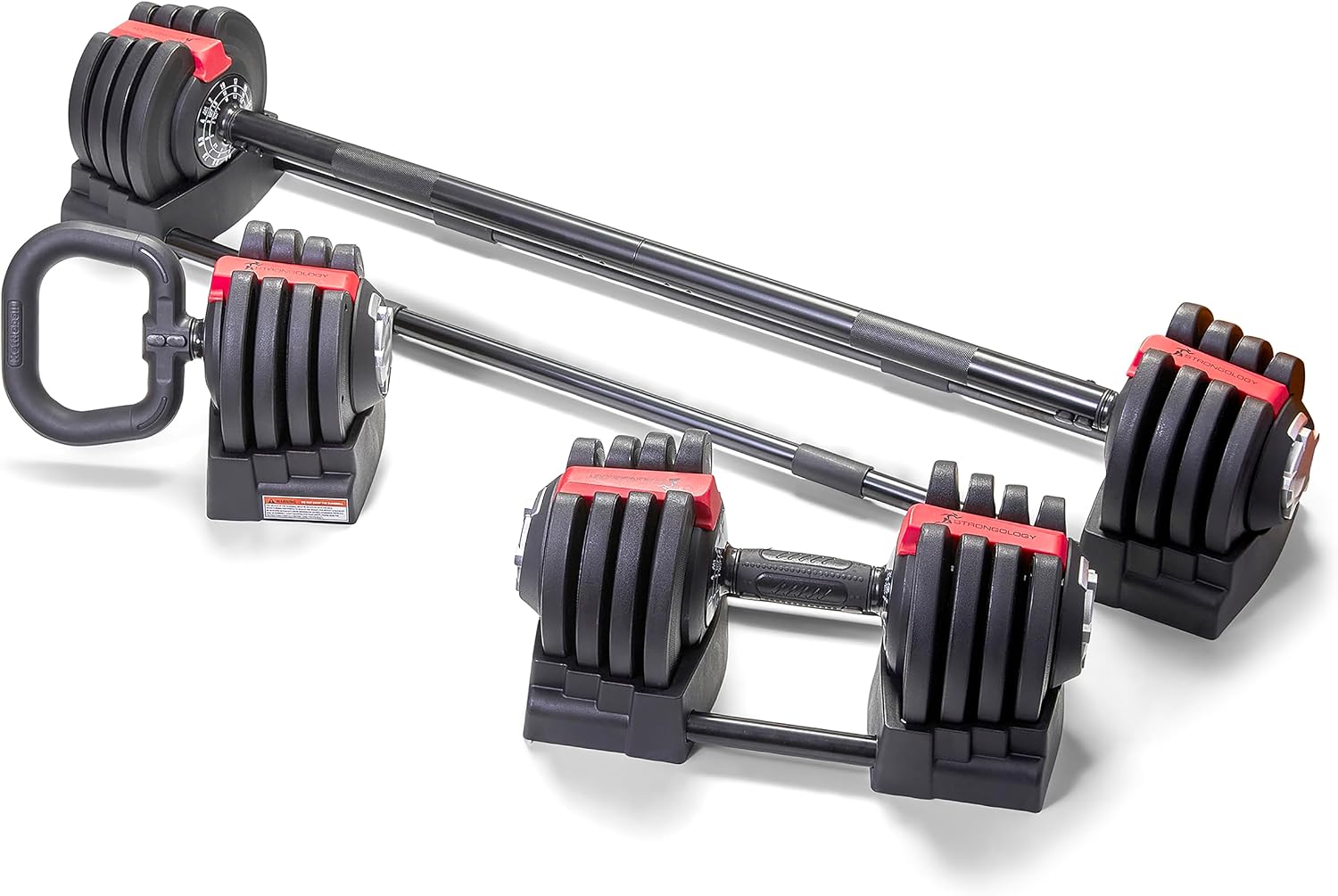ELEMENT SET Home Fitness 3-In-1 BlackRed Adjustable Smart BarbellDumbbellKettlebell from 2kg up to 19kg Training Weights