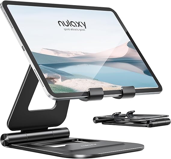Nulaxy Dual Adjustable Foldable iPad Stand, Full Aluminum, Stable Support