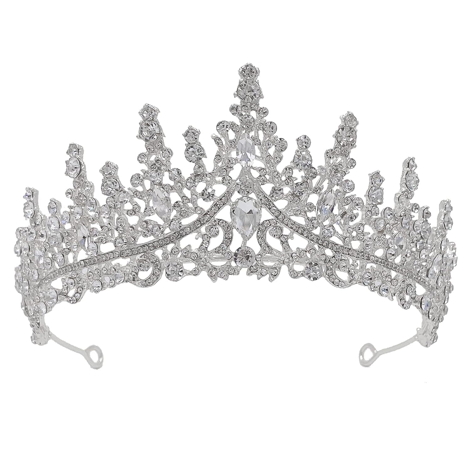 MR Silver Tiara Crown for Women, Wedding Tiara for Bride Metal Queen Crown Hair Accessories for Birthday Prom Cosplay Halloween Party