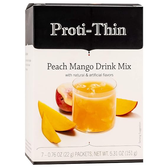 Proti-Thin High Protein Peach Mango Drink Mix, Sugar-Free, Gluten-Free, 7ct