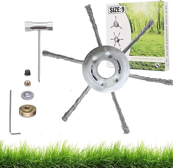 Universal Steel Wire Trimmer Head,7/8/9 Inch Heavy Duty Steel Wire Grass Trimmer Head,1" Hole 7/8/9 Inch Heavy-Duty Weed Eater Blade,Metal Braided Cutting,Fits128LD, Echo and More (7 Inch)