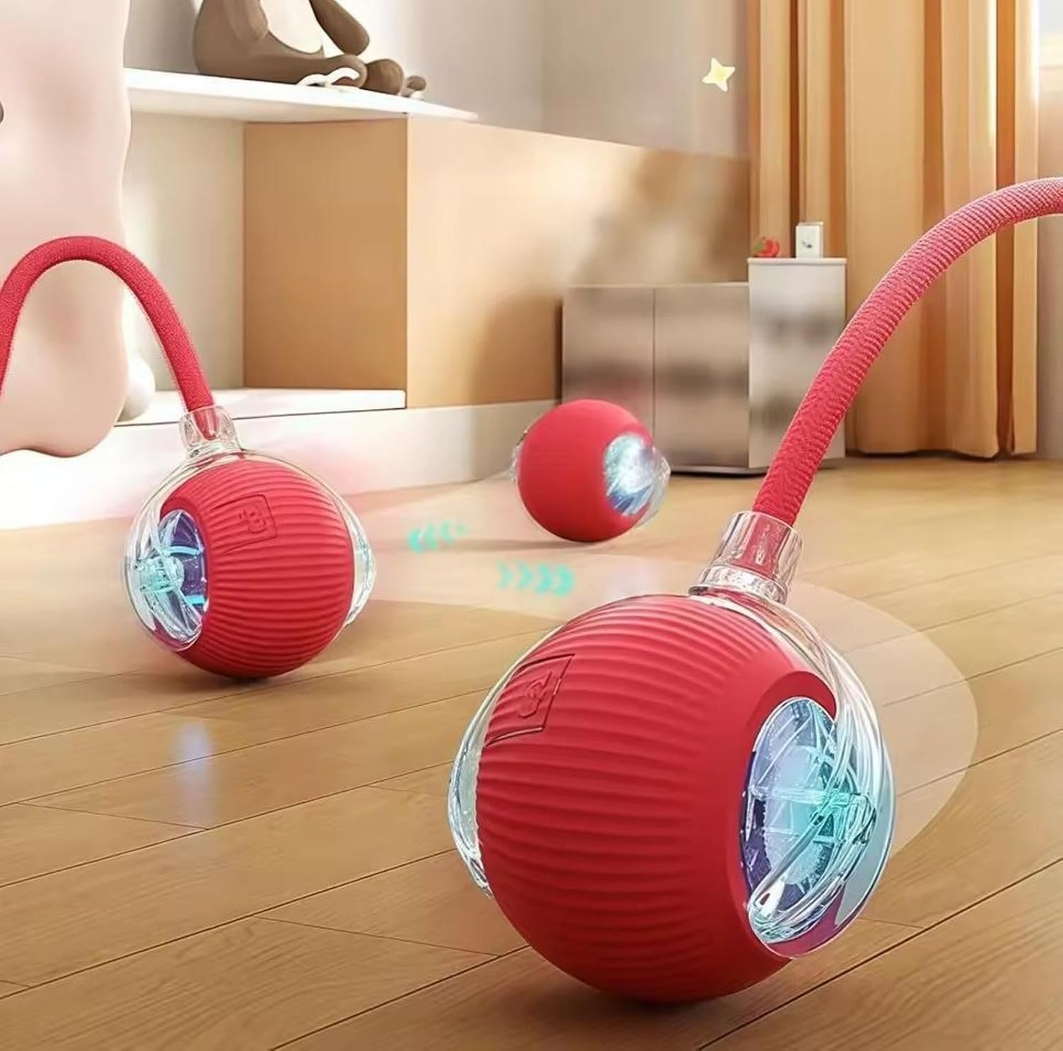 Busstier Smart Cat Toy, Automatic Rolling Interactive Ball, Moving Tail, USB Rechargeable, LED Light, 3 Game Modes, Fun Toy for Pets