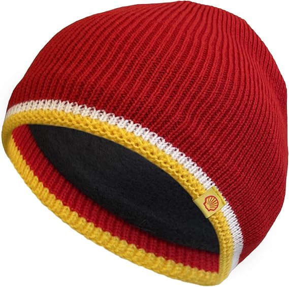 Shell Red Knit Beanie, No Cuff