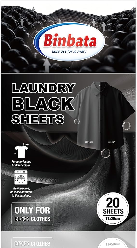 Binbata Black Darkening Sheets, Renew & Repair for Black Faded Out Clothes
