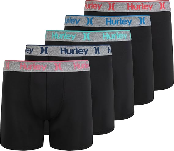 Hurley mens 5 Pack Stretch Boxer Briefs