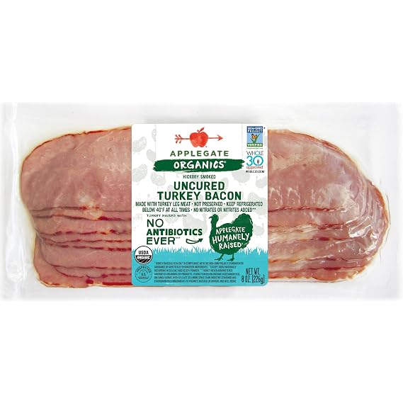 Applegate, Organic Hickory Smoked Uncured Turkey Bacon, 8oz