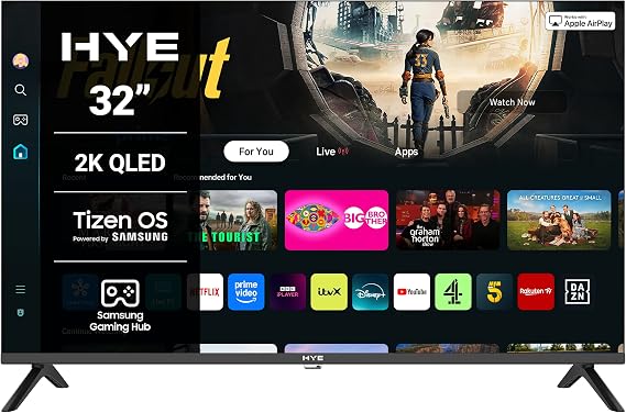 32" QLED Smart TV - Full HD, Samsung Tizen OS & Gaming Hub, Black | Apple AirPlay, Alexa & Bixby Voice Control, HDR, Bluetooth, WiFi, 3x HDMI - Perfect for Streaming, Gaming & Entertainment