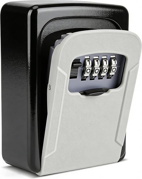 Key Lock Box,Combination Lockbox Wall-Mounted Key Storage Box for Keys,Large Key Lock Box Resettable Combination Code Lockbox for Home, Office Realtors, Garage Spare Keys(Grey