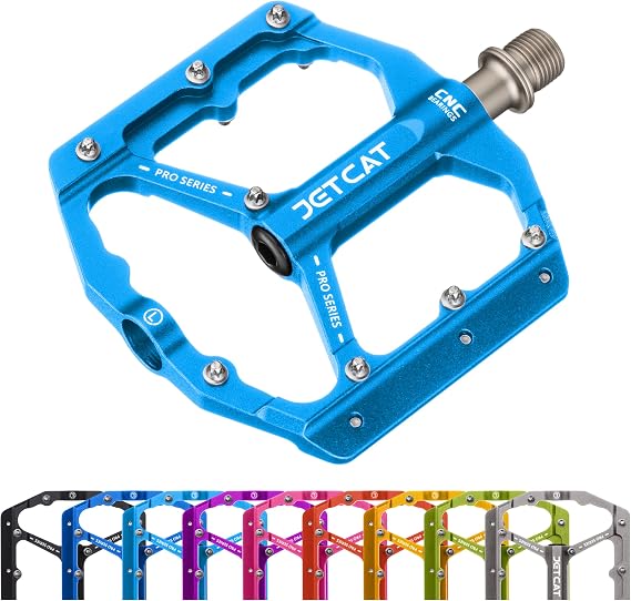 Mountain Bike Pedals Flat - MTB Pedals Flat, Bicycle Pedals, Road Bike Pedals, BMX Pedals, for BMX MTN Road Gravel EBike, Specialized Parts, Adults, Aluminum Metal Stamp 9/16"